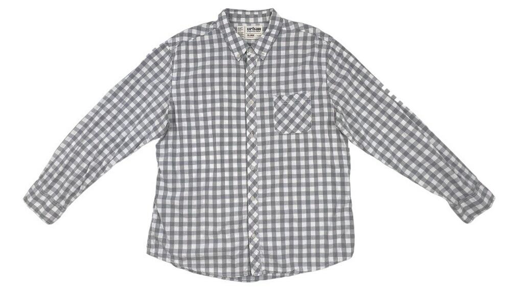 Urban Pipeline Shirt Mens XXL Gray White Check Long Sleeve Button Down